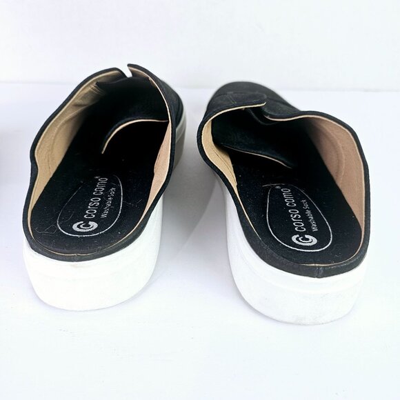 Corso Como Washable Sock Black Leather Platform Slides, CC-Trena, Sz 7 - Picture 6 of 8
